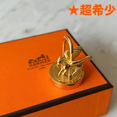Rare HERMES 2007 Limited Cadena Pegasus Gold Charm Padlock Bag Charm
