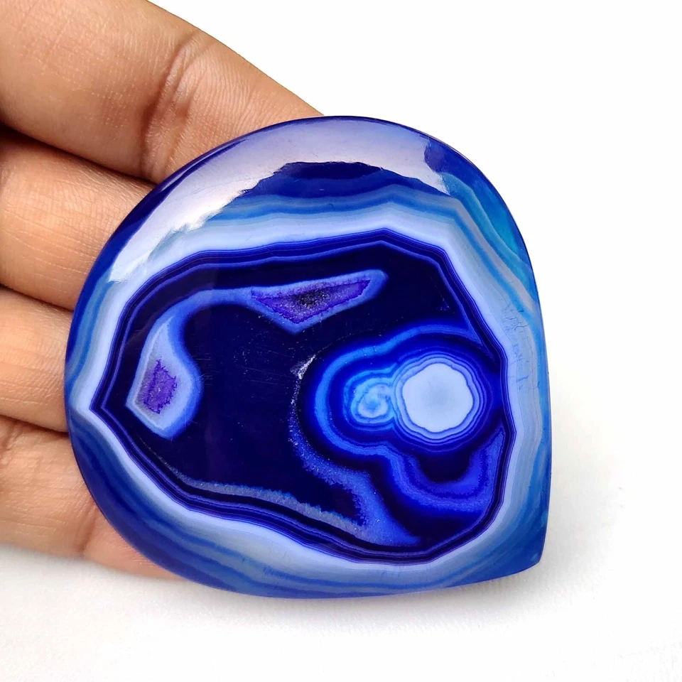 Ágata azul ónix druzy geoda cabujón corazón piedra preciosa natural suelta 186 quilates #6910 Foto 3 de 4