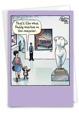 1 Funny Father's Day Card with Envelope - What Daddy Watches C3555FDG