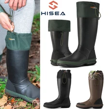 HISEA Men Adjustable Rubber Rain Boots Muck Hunting Work Boots Excellent Rebound