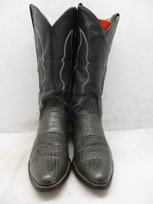 Abilene Gray Shark Skin Leather Cowboy Boots Mens Size 8.5 D  display picture 1