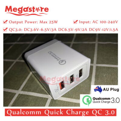 Qualcomm Quick Charge QC 3.0 25W AU 3 USB Wall Charger Adapter For Android Phone