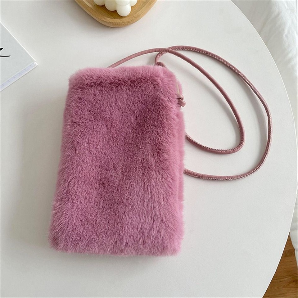 Faux Fur Cute Handbags Crossbody Bag Shoulder Messenger Bag Mini Phone