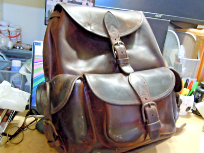 VTG ROBEAT CHEAU brown Saddle Leather Large back pack made  display picture 2