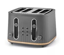 Grey 4 Slice Toaster Wooden Effect Grey Scandi DELIVERED