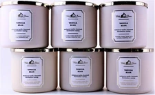 QTY 6 x Bath & Body Works VANILLA BEAN 3 Wick 14.5Oz  Scented Candle Lot