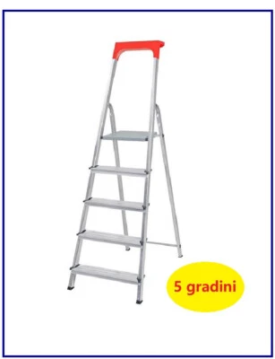 Scala Scaletta Alluminio 5 gradini pieghevole domestica leggera porta oggetti