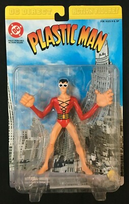 DC DIRECT PLASTIC MAN ACTION FIGURE MIB WITH REMOVABLE GOGGLES AND RUBBER ARMS
