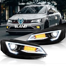 VLAND Pair Headlights Led DRL Set For 2011-2018 VW Jetta MK6 Front Lamp Assembly