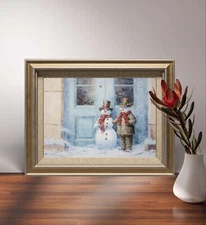 DIGITAL DOWNLOAD, Snowman Painting, PRINTABLE Vintage Christmas Wall Art