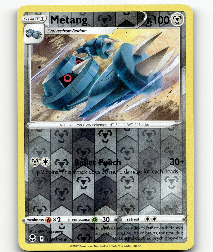 Metang - 118/195   - Reverse Holo - Silver Tempest - Pokemon - NM/M