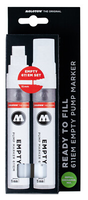 Molotow 611 Empty Marker x2 with Refill Extension - Refillable Pen & Tool Bundle