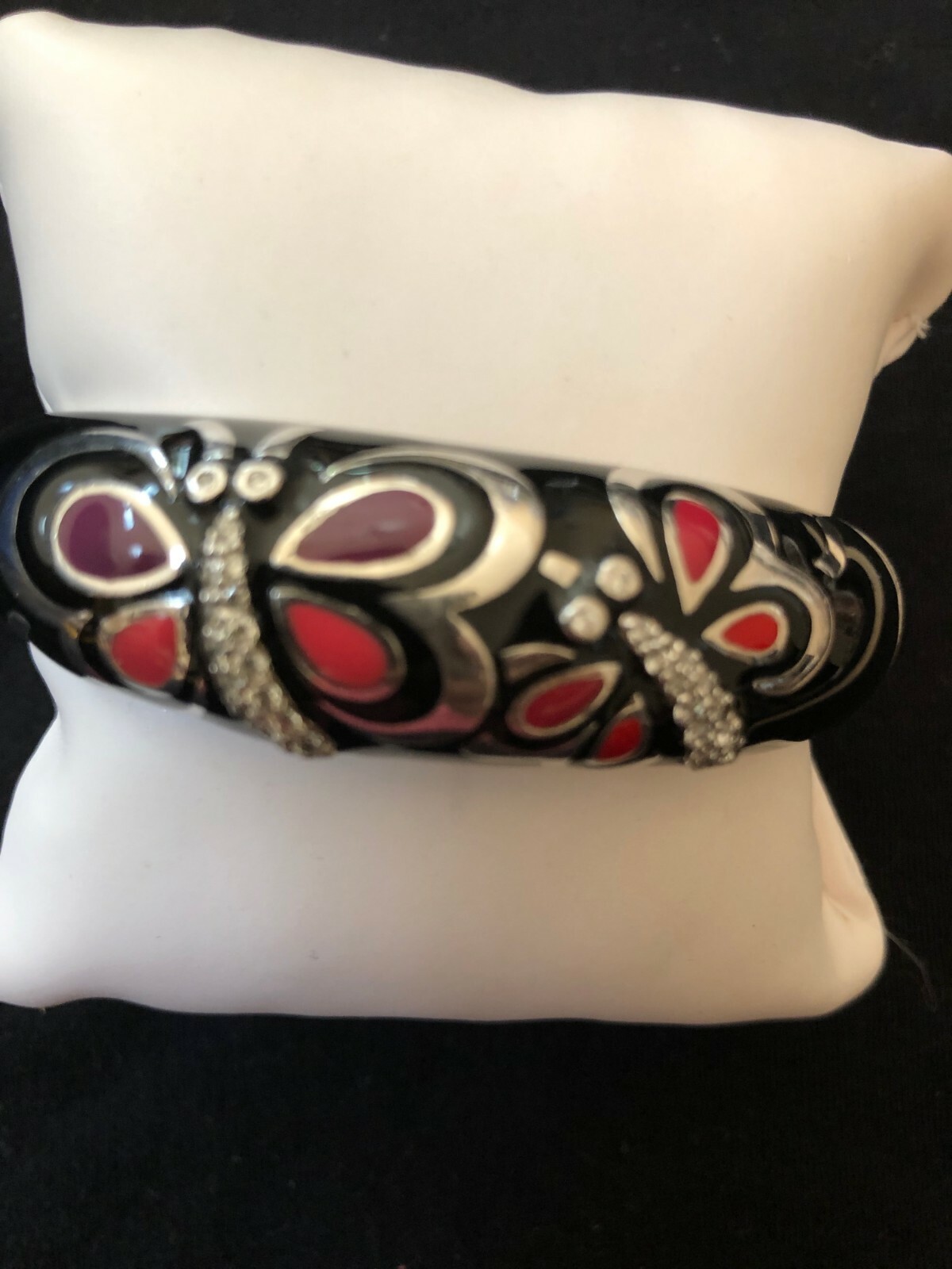 STERLING SILVER ENAMEL BANGLE - image 1
