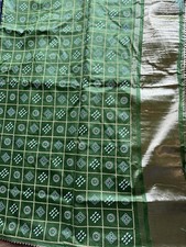 Green Bandhani Saree With Unstitched Blouse Piece