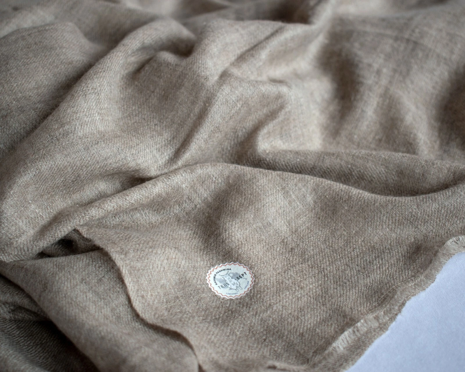 GI Certified Pure Pashmina Scarf/Wrap, Handspun, Handwoven, Natural Color