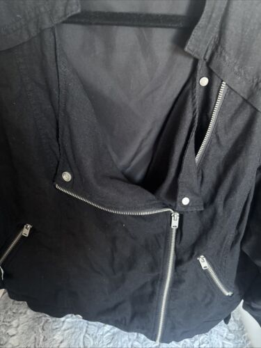 ANA Damen Leinenmischung Sakko Gr. 1XL schwarz asymmetrisch Reißverschluss 3/4 Ärmel - Bild 3 von 4