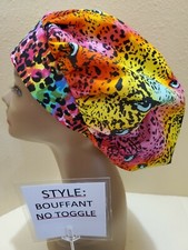 Cheetah Print Women's Bouffant Surgical Scrub Hat/Cap Handmade