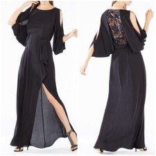 BCBG MAXAZRIA Rayah Cekinowa Haftowana Drapowana Sukienka Maxi Druhna-&