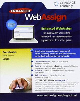 WebAssign Printed Access Card for Larsons Precalculus, 10th Edition, Sin - GOOD
