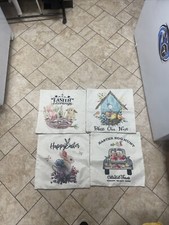 Set of 4 Easter Pillow Covers Rectangle 2 Bunnies 2 Happy Easter New Without Tag