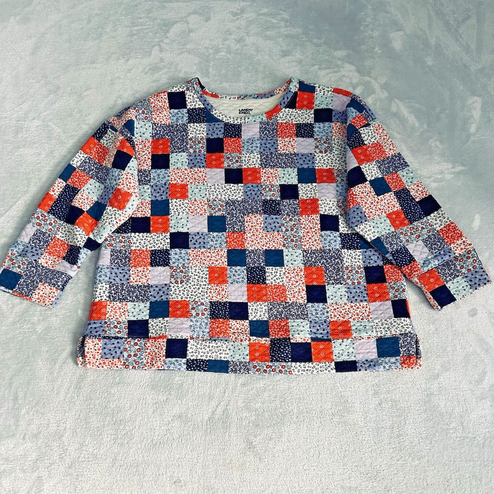 Lands End Quilted Patchwork Sweatshirt Womens L F… - image 2