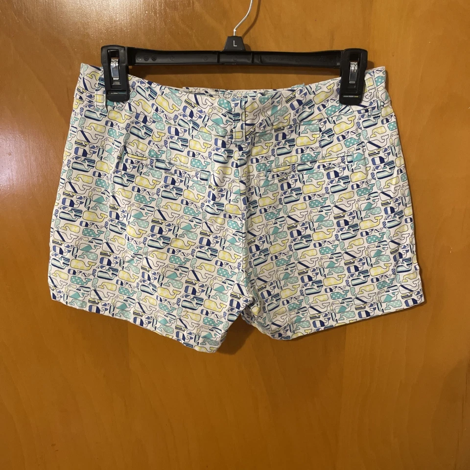 Vineyard Vines for Kentucky Derby Blue Yellow Whale Print Chino Shorts Womens 2 - Image 4 of 4