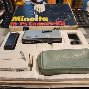 MINOLTA 16-Ps 16mm Spy Camera CAMERA KIT w/ORIGINAL BOX, Case, Etc.VINTAGE, RARE