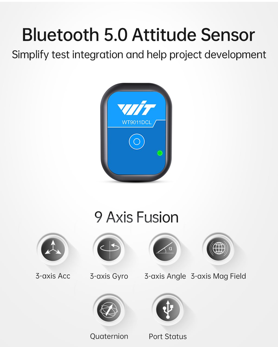 WitMotion WT901WIFI 3e generatie. AHRS MPU9250 9-assige versnellingsmeter, 3 -assige hoeksnelheid versnelling hoek magneetveld (UDP TCP-modus, wifi-verbinding, compatibel met pc en Android
