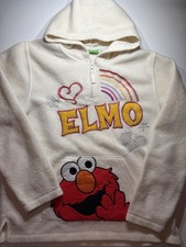 Y2K Sesame Street Elmo Fleece Hoodie Half Zip White Rainbow Adult Medium
