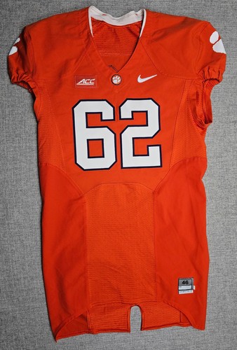 Clemson Tigers Football Jersey Mens 46 L Orange Game Worn Team Issued Nike #62