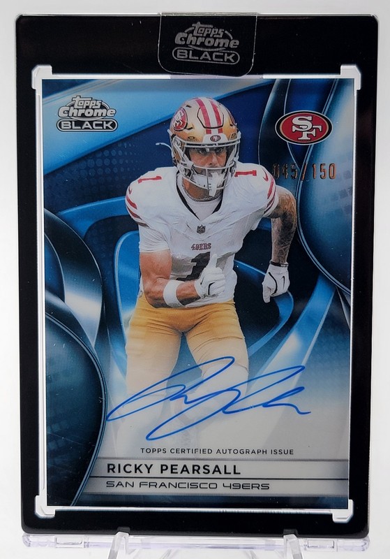 RICKY PEARSALL 2025 TOPPS CHROME BLACK BLUE REFRACTOR AUTO /150 49ERS Q7468
