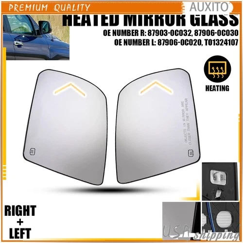 Driver Passenger Side Mirror Glass fits Tundra Sequoia 2007-2017 Heated Signal H