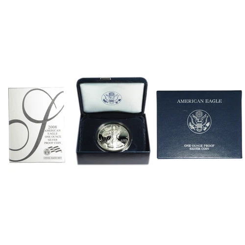 2008-W Proof $1 American Silver Eagle Box, OGP & COA