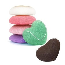 6Pcs Konjac Bath Sponge,Organic Konjac Cleansing Facial Sponges Set,Cordate Faci