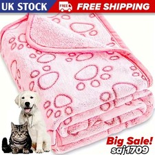 1Pc Ultra-Soft Paw Print Dog Blanket Washable Cozy Pet Bed Pillow Pad***