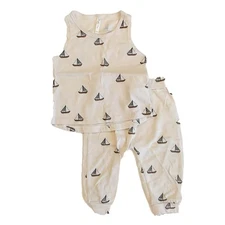 Rylee + Cru Baby Tank and Slouch Pant Set Sailboats Size 6-12 Months