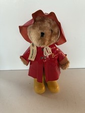 Vintage 1975 Paddington Bear Stuffed Plush Red Rain Coat Rubber Boots Eden Toys