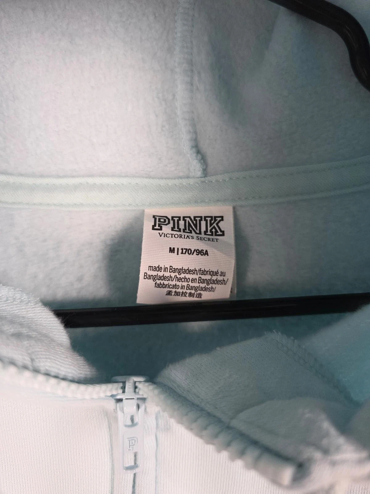 UNDERCOVER Victorias secret rosa con cappuccio blu chiaro logo giacca felpa media