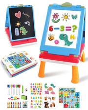 Elovien Easel for Kids, 4 in 1 Double Sided Toddler Art with Blue
