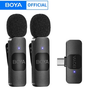 BOYA BY-V Microphone Lavalier sans fil 2.4GHz USB-C Éclairage Android iPhone