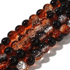 100pcs 8mm Crackle Glass Beads for DIY Round Crystal Beads  Black Orage 