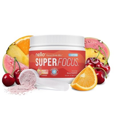 nello Focus Drink Mix + CAFFEINE, SUPERFOCUS Drink Mix Powder 15.3 Oz