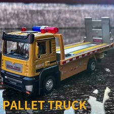Alloy Truck Model 1/32 Diecast Flatbed Trailer Trucsk with Sound Light Moveble E