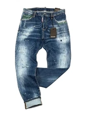 New DSQ2 Cool Guy Slim to Regular Fit Men's Stretchy Washed Ripped Blue Jeans