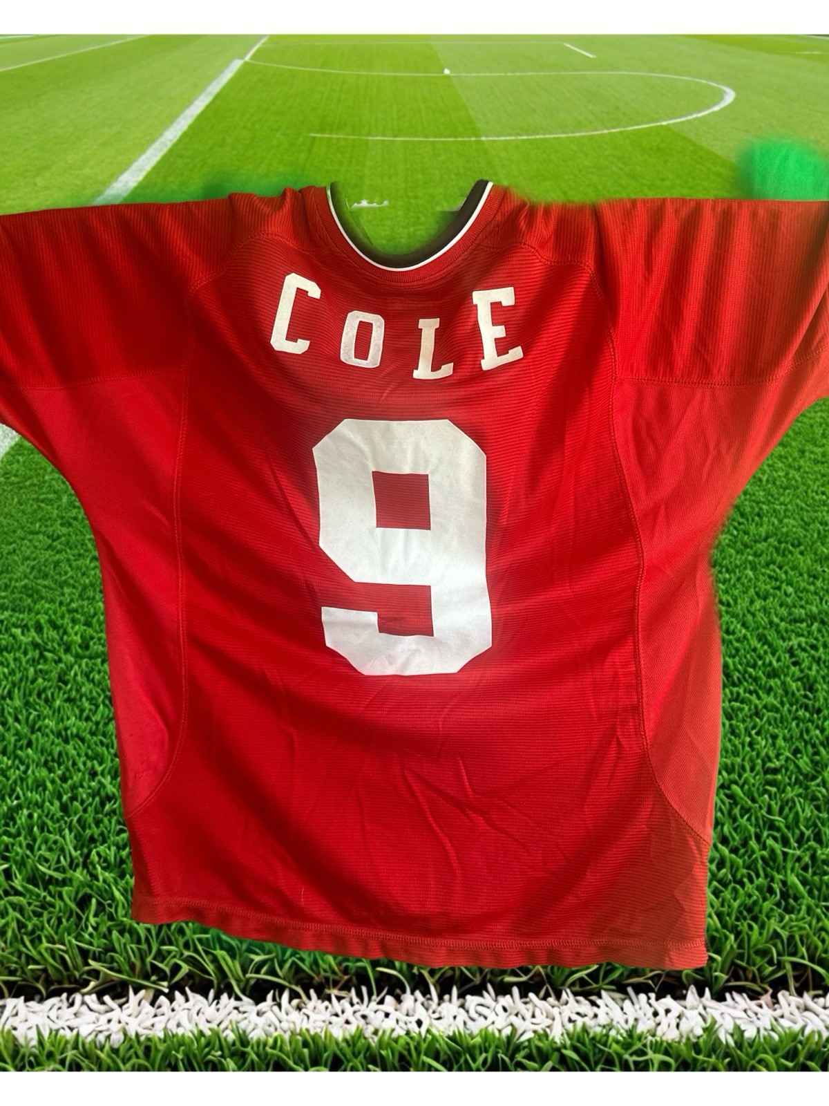 Vintage Soccer Jersey Vodafone Manchester United Andy Cole #9 XS Preowned #3C