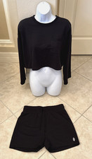 NWOT Free People Movement Sunny Set Athleisure Black 2 Piece Set Sz S Crop Top
