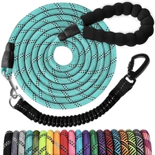 15FT Long Rope Dog Leash Heavy Duty Training Lead with Padded Bungee Handle