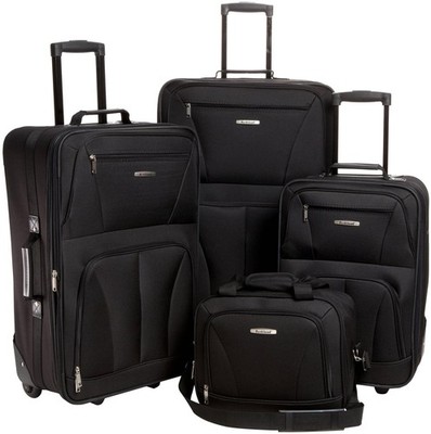 Rockland Fashion Softside 4 Piece 4 (28''/24''/19''/14'' Tote), Black