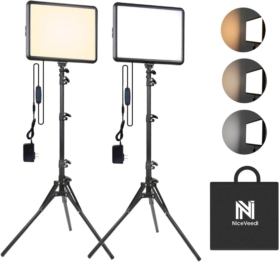 Professional 2-Pack LED Video Lights - Dimmable & Adjustable for Photo Studios - Image 3 of 4
