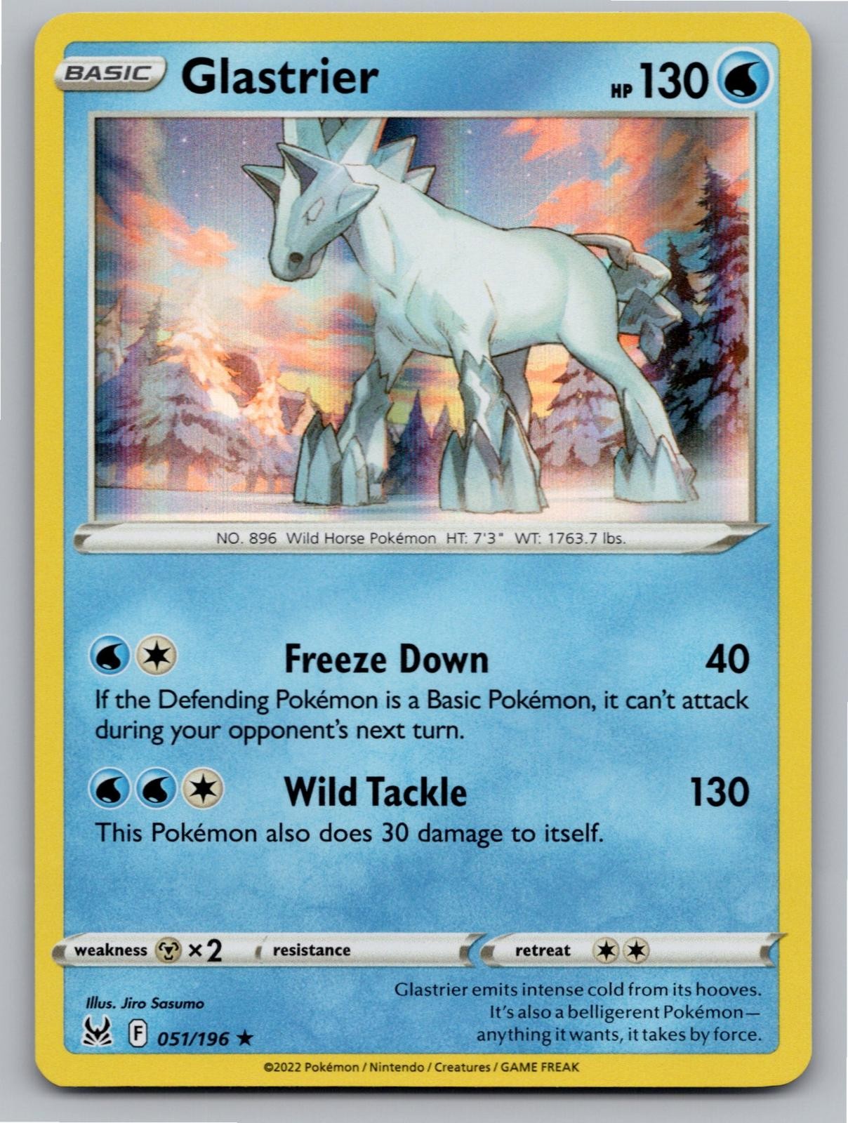 2022 POKEMON GLASTRIER LOST ORIGIN 051/196 HOLO RARE NM A45889 FREE S&H